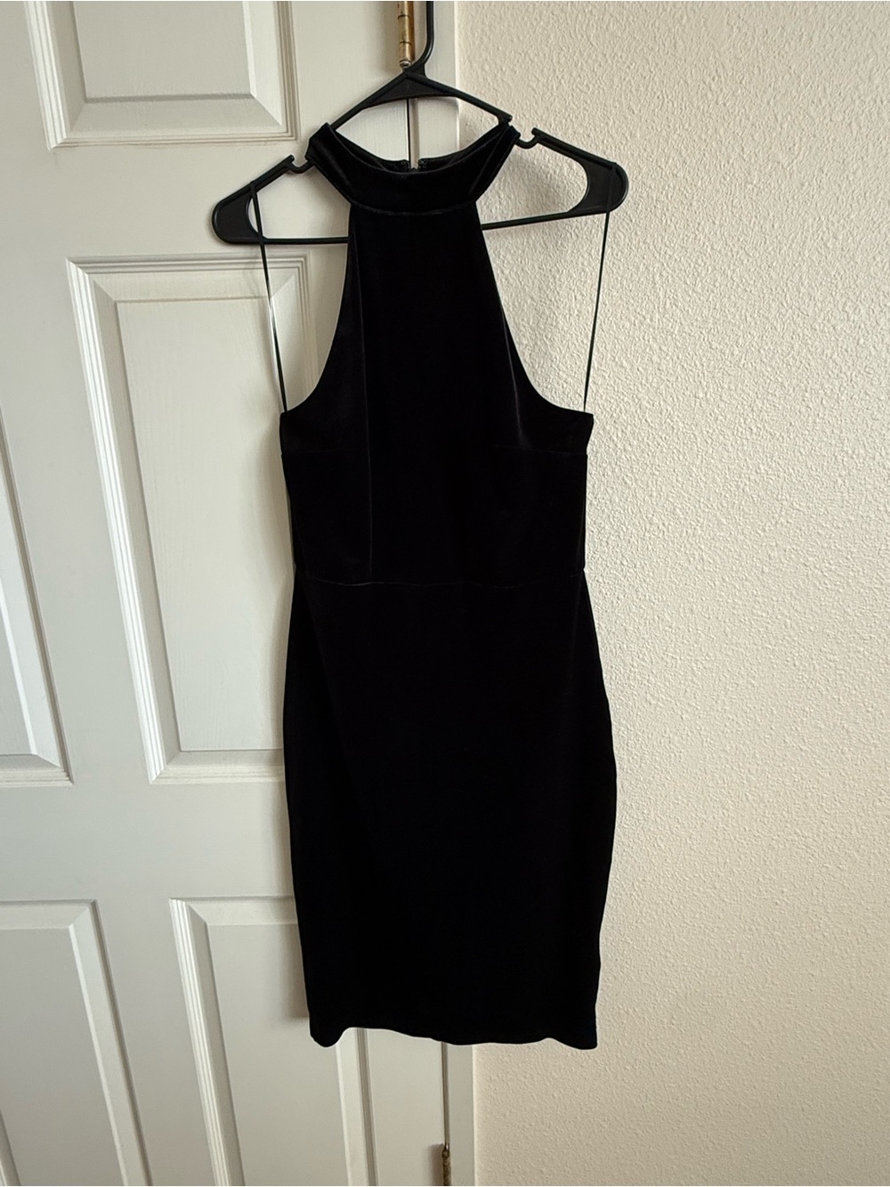 Express Black Velvet Halter Mini Dress